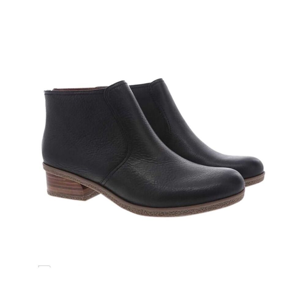 DANSKO 6.5-7 / 37 Becki Black Waterproof Leather Back Zip Casual Ankle Boots